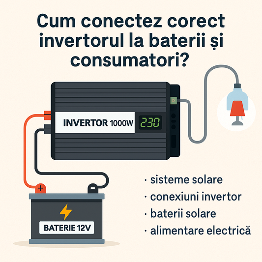 Cum conectez corect invertorul la baterii și consumatori?