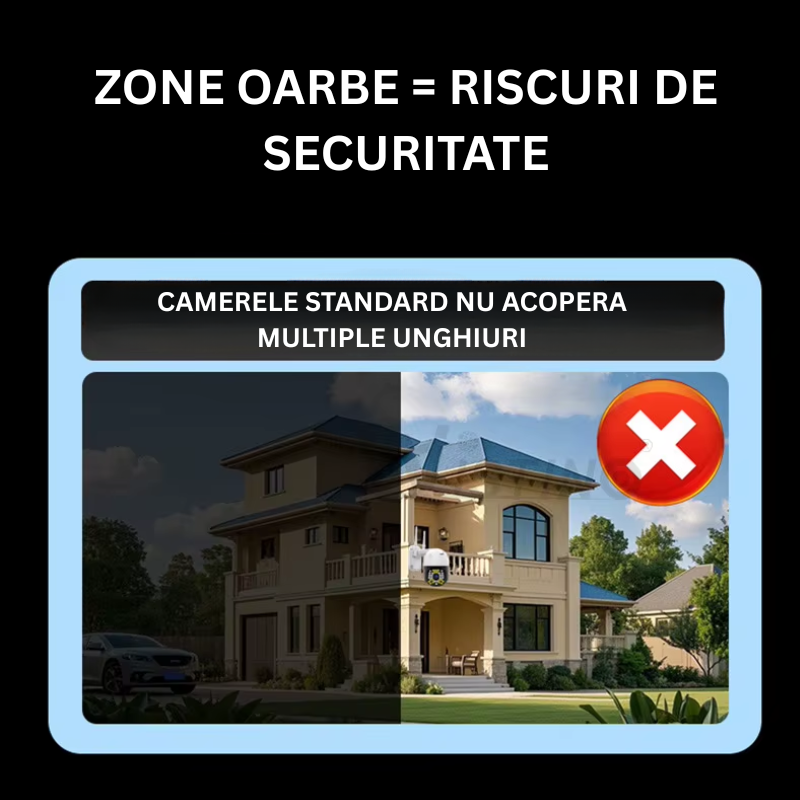 Camera de Supraveghere WiFi 8K, Control din Aplicatie, Detectia Miscarilor, Alarma Sonora, 4 Lentile PTZ, IP66, Comunicare Bidirectionala