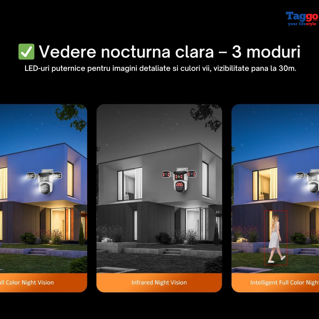 Camera Supraveghere WiFi 16MP – Zoom 10X, Vedere Nocturna Color, Audio Bidirectional, Detectie Miscare si Urmarire Automata