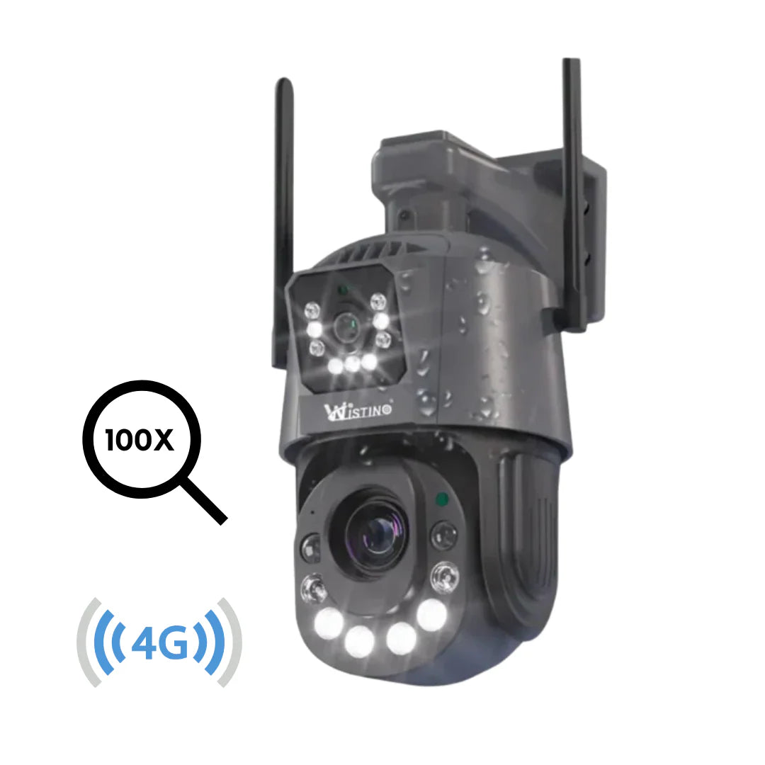 Camera de supraveghere 4G Cartela SIM 6K, 50X, 2 lentile, Control din aplicatie, Detectie umana, Rezistenta la apa IP66