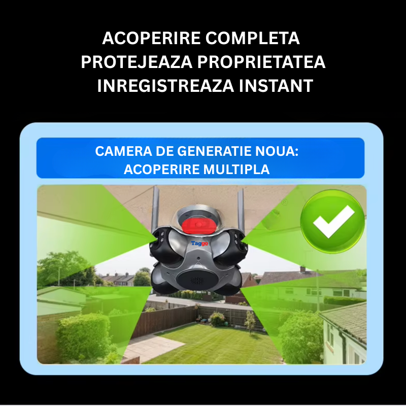 Camera de Supraveghere WiFi 8K, Control din Aplicatie, Detectia Miscarilor, Alarma Sonora, 4 Lentile PTZ, IP66, Comunicare Bidirectionala