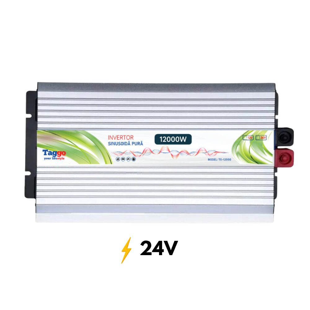 Invertor 12000W 24V – 220 V auto si panouri solare SINUS PUR, unda pura rulota, casa, cabana