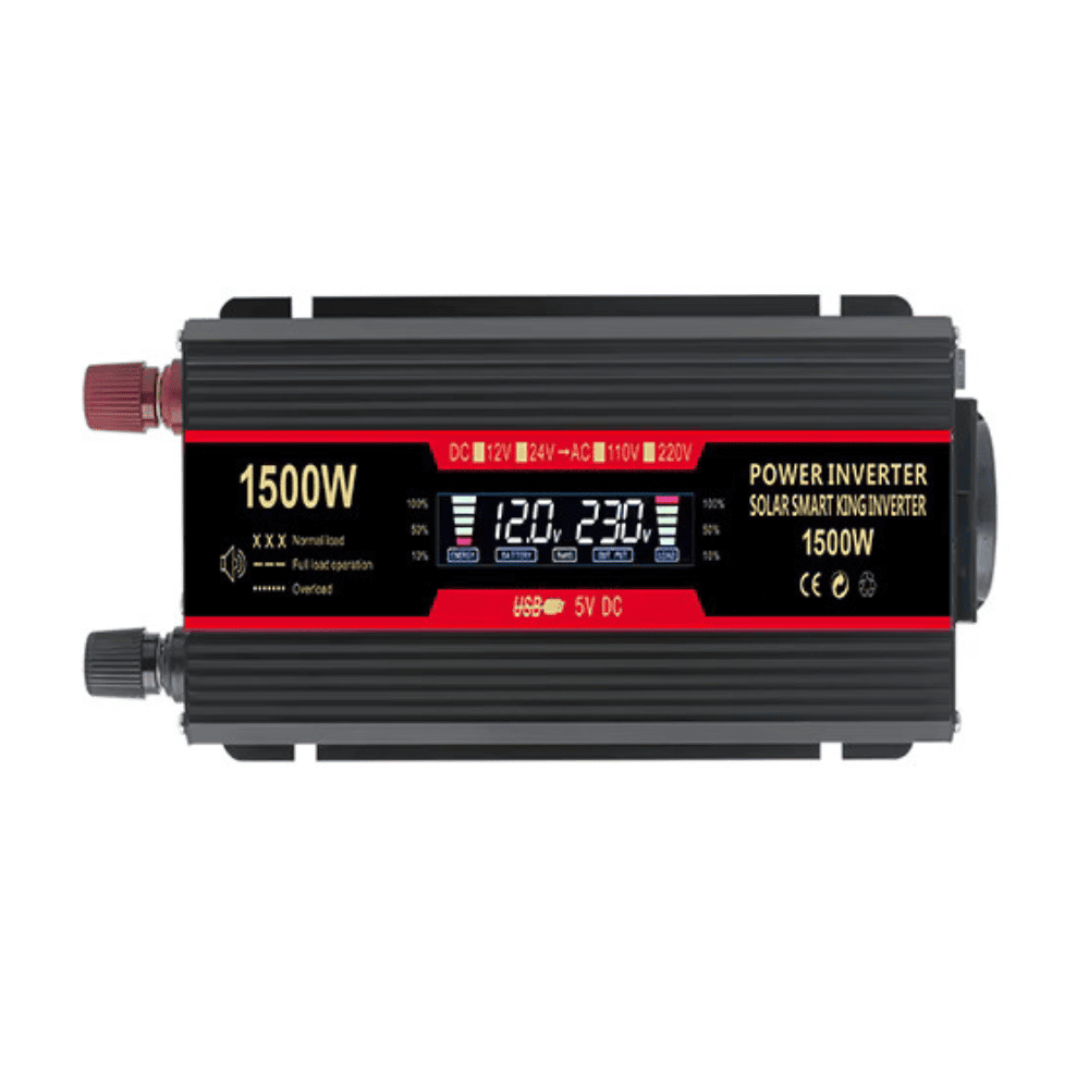 Invertor 12v 220v 1500w Unda Modificata cu Display, 1 Iesire AC Protectie Scurtcircuit 2 USB, Adaptor Auto Inclus