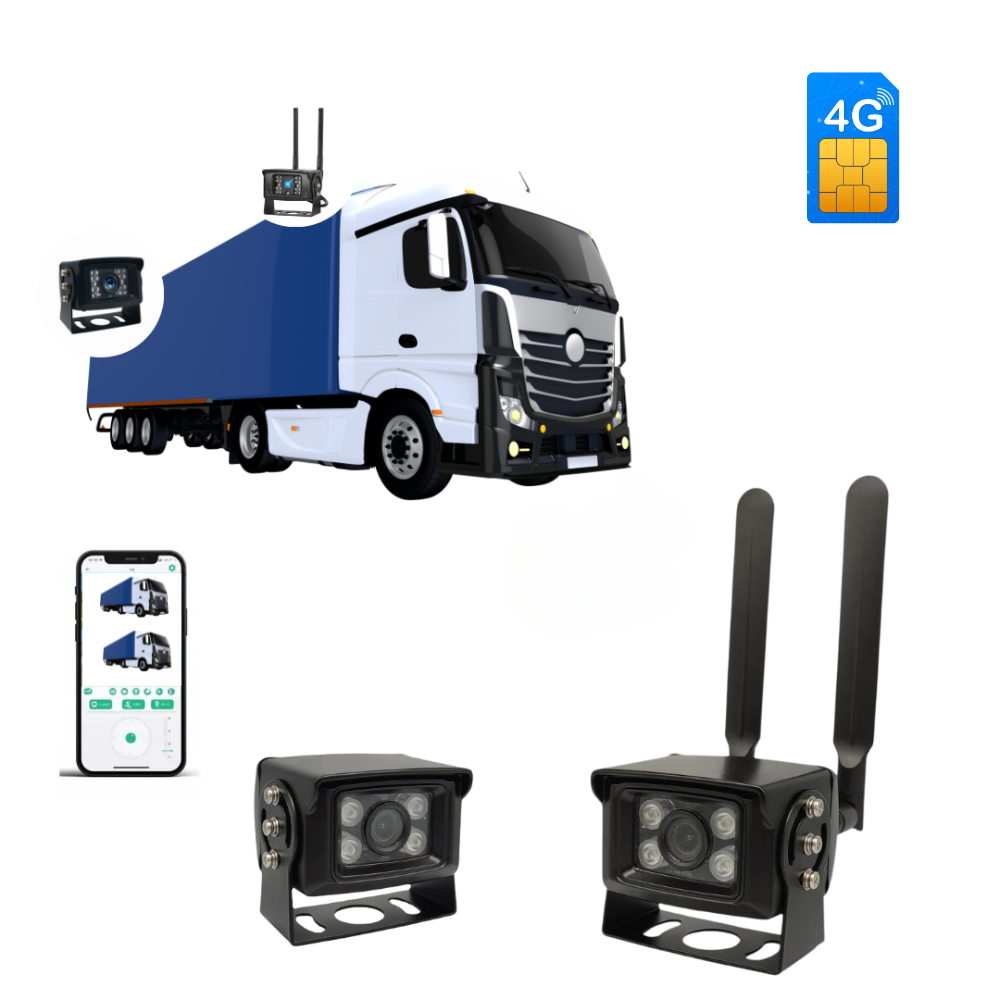 Kit 2 camere de supraveghere 4G, 5MP, de exterior cu suporti magnetici, ideala pentru busuri, camioane, tir