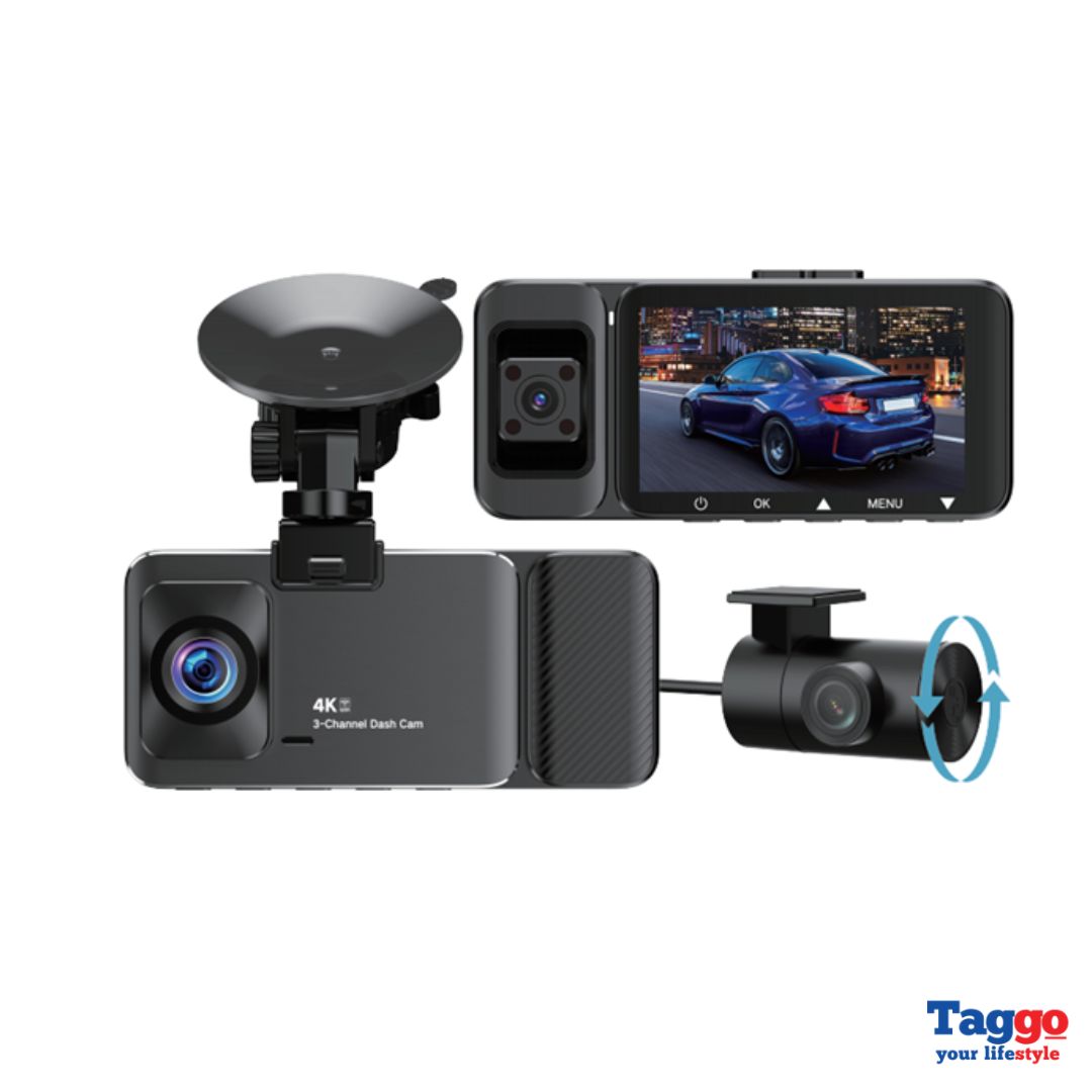 Camera auto 4K UHD frontal + cabină Full HD 1080P + spate Full HD 1080P, functie GPS, cu WIFI integrat