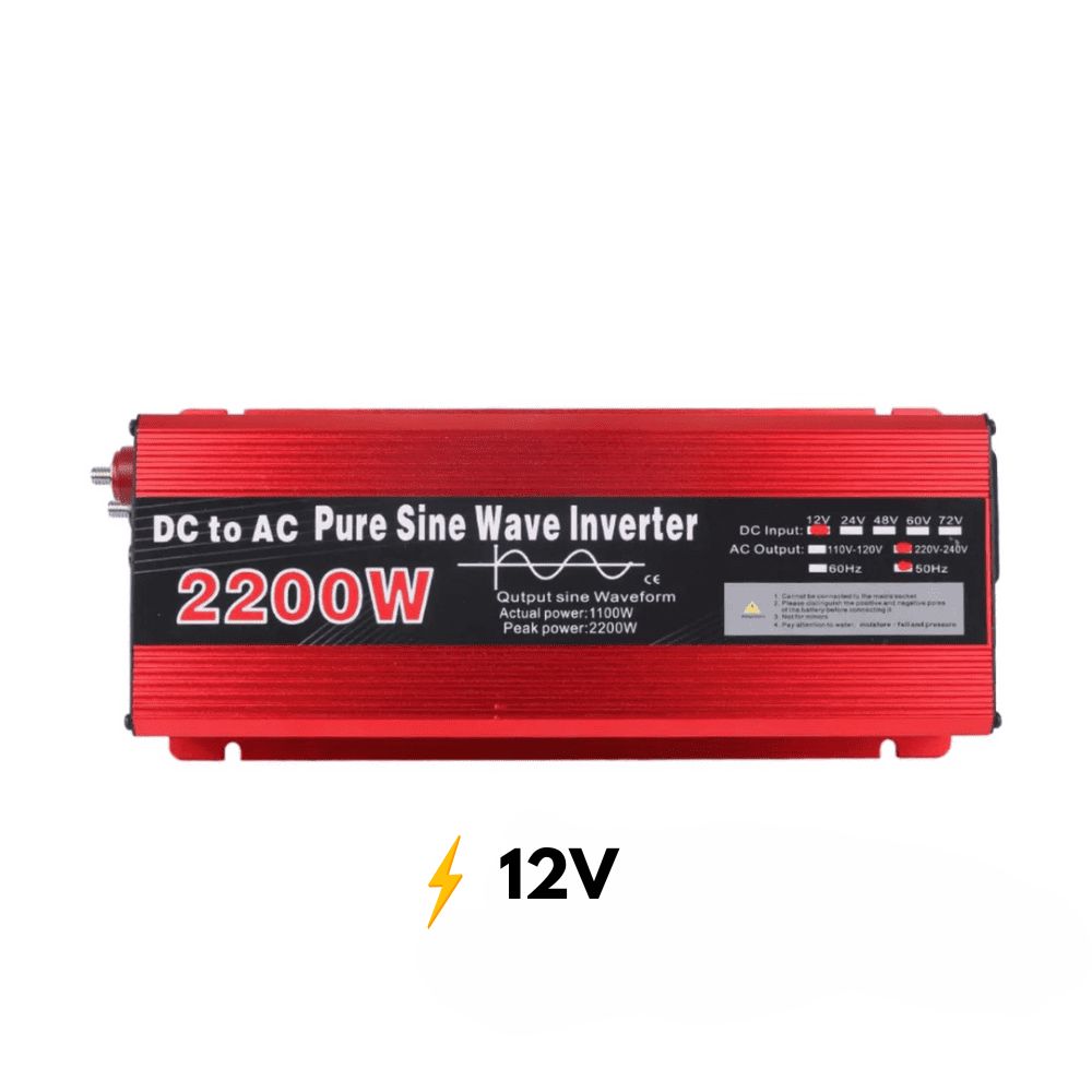Invertor 2200W 12V – 220 V auto si panouri solare SINUS PUR, unda pura rulota, casa, cabana