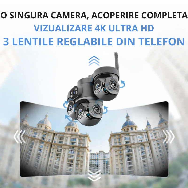 Cameră Supraveghere 4G Solară 360° 12MP AOV | O-KAM Pro