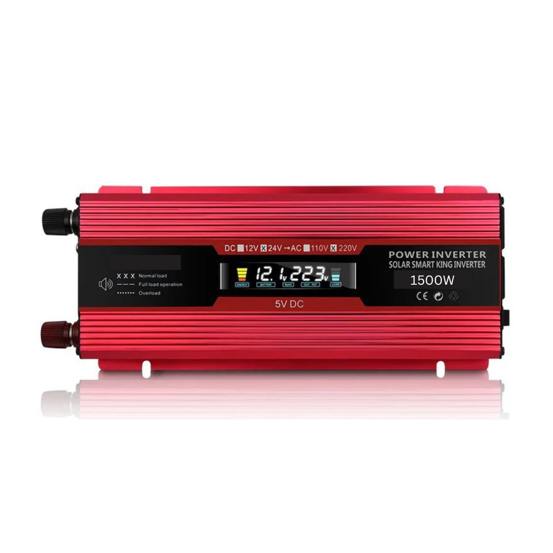 Invertor 24v 220v 1500w Unda Modificata cu Display, 1 Iesire AC Protectie Scurtcircuit 2 USB, Adaptor Auto Inclus
