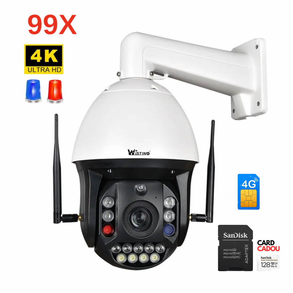Camera Supraveghere WIFI 4K Ultra HD 99X Optical ZOOM, Rotire Din Aplicatie 360, Rezistenta La Apa IP 66