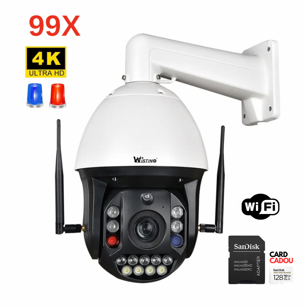 Camera Supraveghere WIFI 4K Ultra HD 99X Optical ZOOM, Rotire Din Aplicatie 360, Rezistenta La Apa IP 66