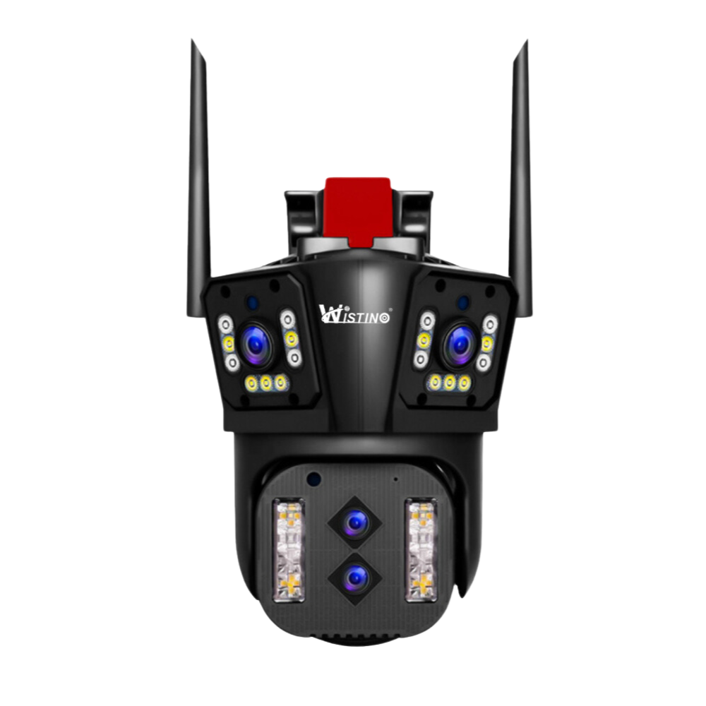 Camera de supraveghere Zoom 10X, WIFI 8K, 16MP, 4 lentile, Control din aplicatie, Comunicare bidirectionala, Urmarire automata, Card 128GB