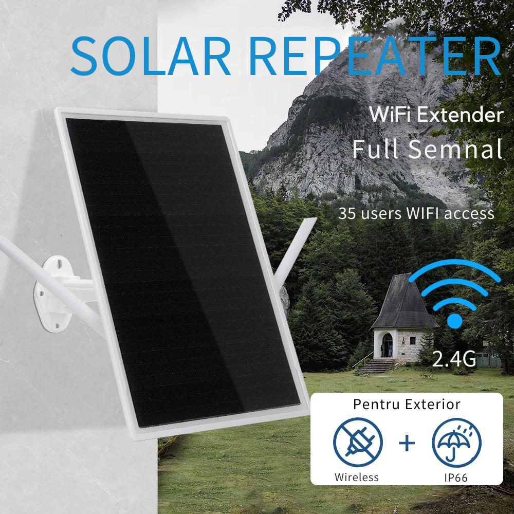 Repeater WiFi Solar Exterior, 300 Mbps, Raza 150m, Baterii 18650, Waterproof IP67