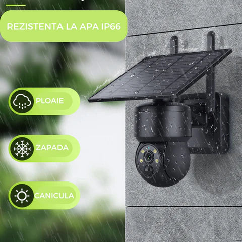Camera de Supraveghere Black 5mp cu Incarcare Solara WiFi, Rain Charging, Rotire Din Aplicatie, Rezistenta La Apa IP 66