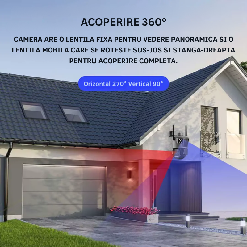 Camera de Supraveghere Solara 4G Cartela SIM 4K , Panou Solar 14W, Rezistenta La Apa IP 66, Control din aplicatie