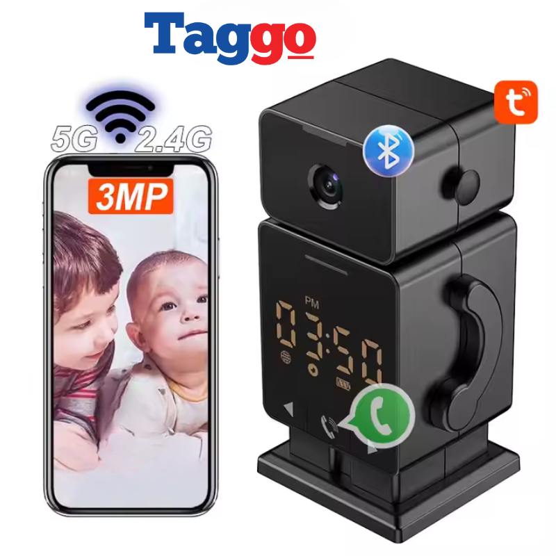 Camera de Securitate cu Ceas de Perete – WiFi, Tuya Smart, Detectie Miscare, Alarma, Vedere Nocturna Color, Apel cu o Atingere