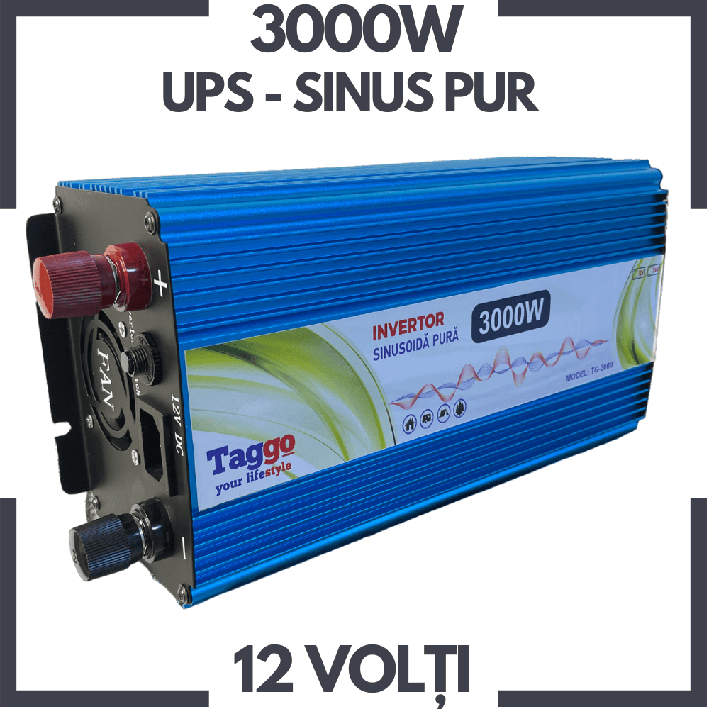 Invertor 2 in 1 SINUS PUR 3000W 12V - 220V cu Functie UPS de incarcare acumulatori
