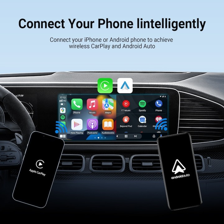 Android 12 Wireless CarPlay CA481 Aibox, Youtube, Netflix, Spotify, 4G+64G - Taggo.ro
