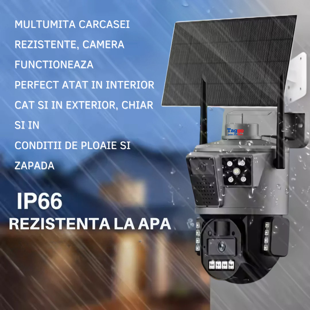 Camera de Supraveghere Solara 4G Cartela SIM 4K , Panou Solar 14W, Rezistenta La Apa IP 66, Control din aplicatie