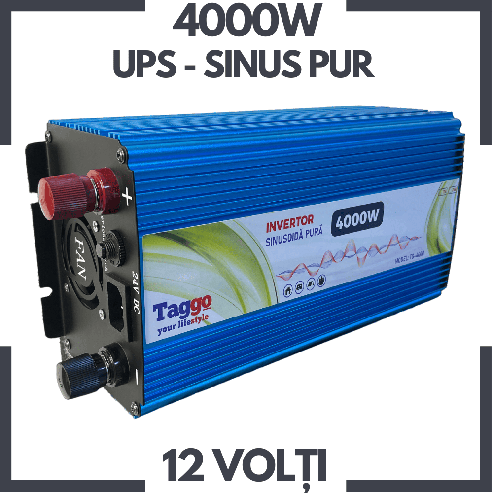 Invertor 2 in 1 SINUS PUR 4000W 12V - 220V cu Functie UPS de incarcare acumulatori