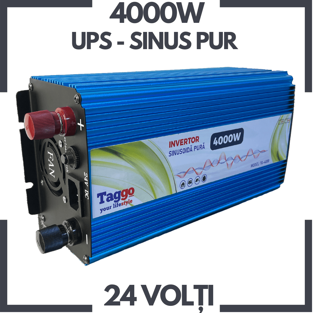 Invertor 2 in 1 SINUS PUR 4000W 24V - 220V cu Functie UPS de incarcare acumulatori