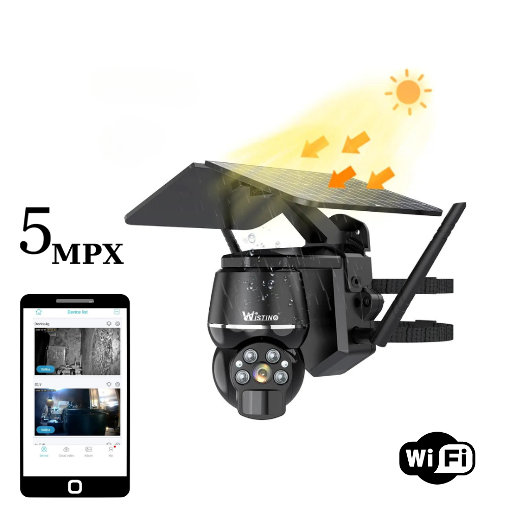Camera Supraveghere cu Panou Solar WIFI, Rezolutie 5MP, Rezistenta la Apa, Control din Aplicatie