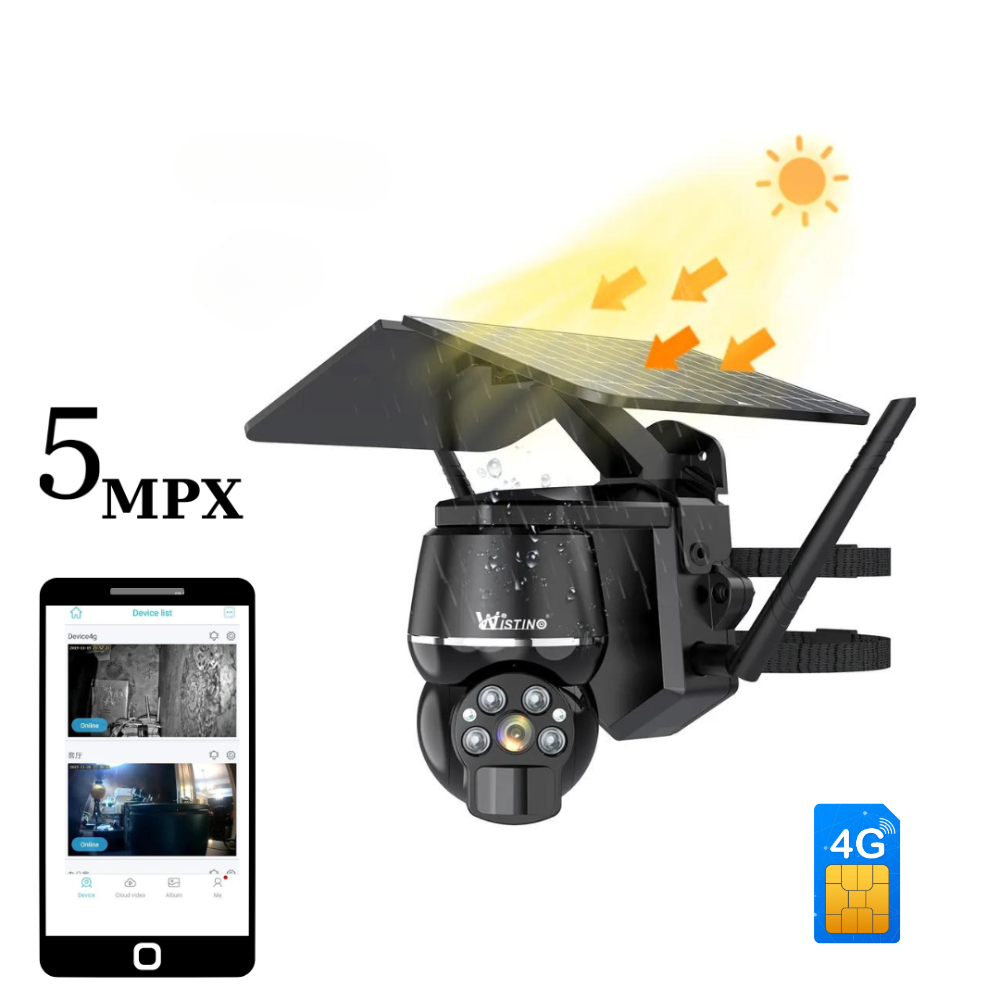 Camera Supraveghere cu Panou Solar WIFI, Rezolutie 5MP, Rezistenta la Apa, Control din Aplicatie