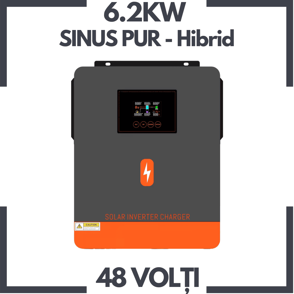 Invertor Hibrid PowMr 6.2 KW/12.4 KW/48 V, Hibrid Offgrid Sinus Pur cu Regulator MPPT si Modul Wifi Inclus