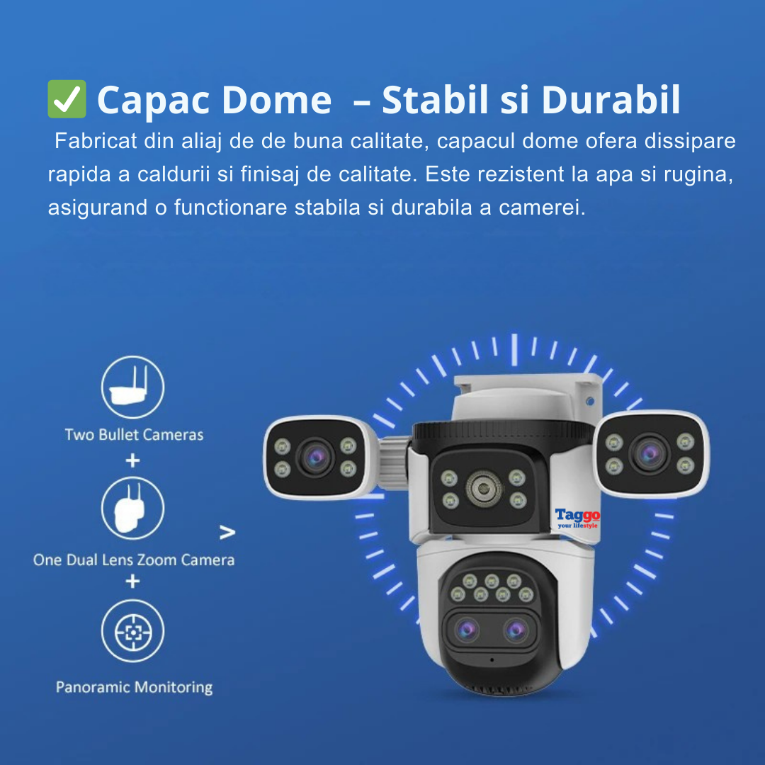 Camera Supraveghere WiFi 16MP – Zoom 10X, Vedere Nocturna Color, Audio Bidirectional, Detectie Miscare si Urmarire Automata