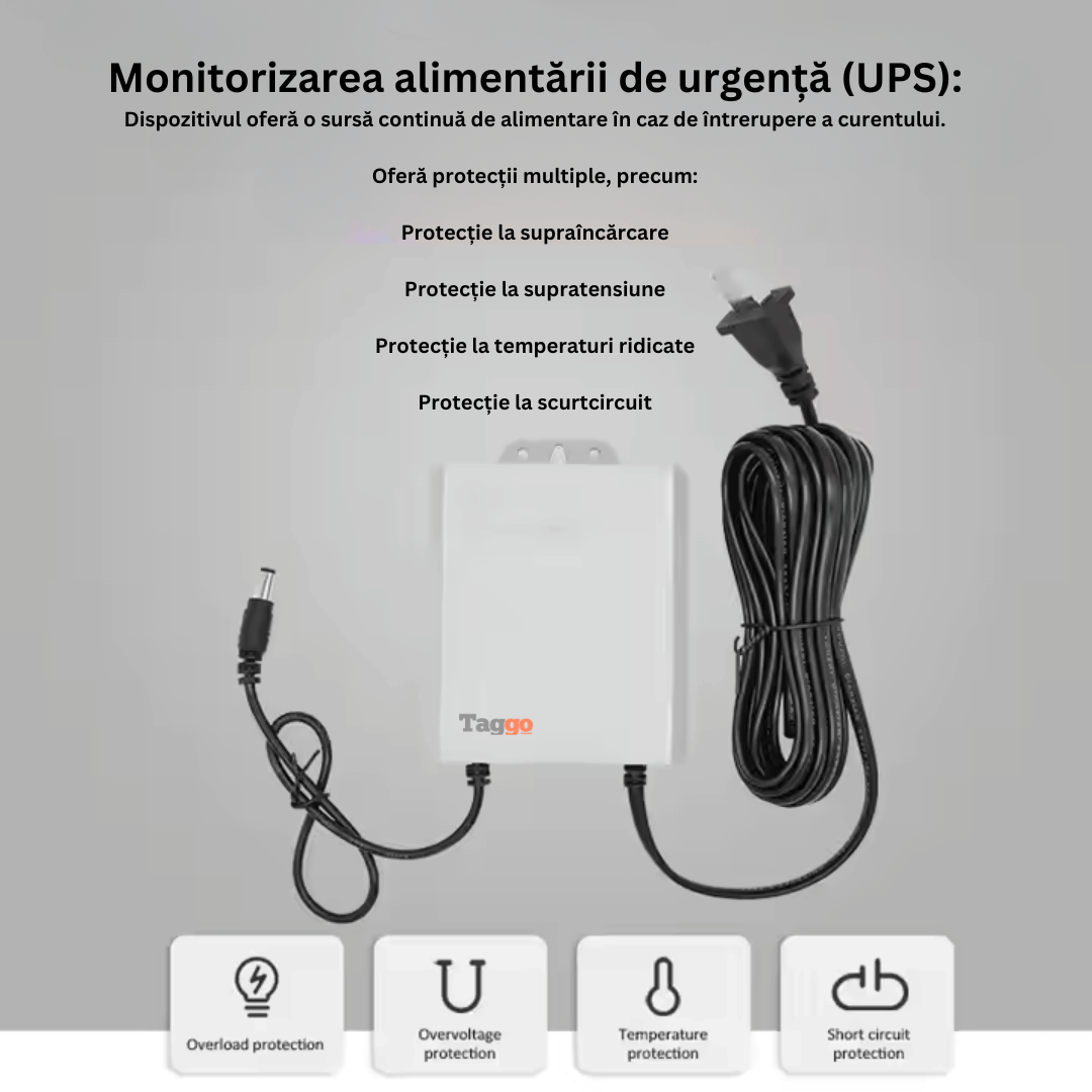 Alimentator UPS 12V ,baterie de 3600 mAh , Protectie la supraincarcare, supratensiune, temperaturi ridicate si scurtcircuit.