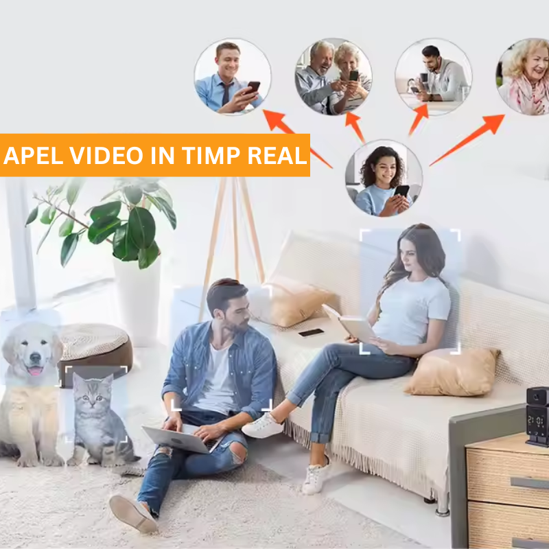 Camera de Securitate cu Ceas de Perete – WiFi, Tuya Smart, Detectie Miscare, Alarma, Vedere Nocturna Color, Apel cu o Atingere