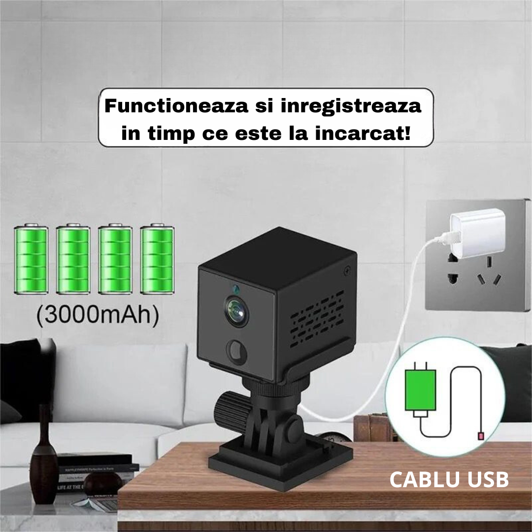 Mini Camera de Supraveghere 4G 4K, Acumulatori inclusi, Detectie forma umana, Control din aplicatie