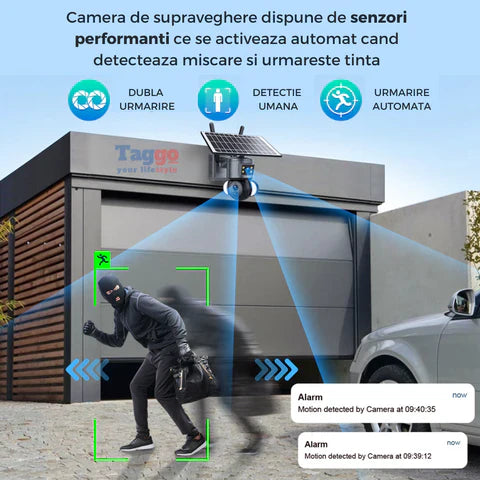 Camera Supraveghere WIFI 4K Ultra HD, Dual Camera 4MP+4MP, 10X ZOOM, Incarcare Solara, Rotire Din Aplicatie, Rezistenta La Apa IP 66