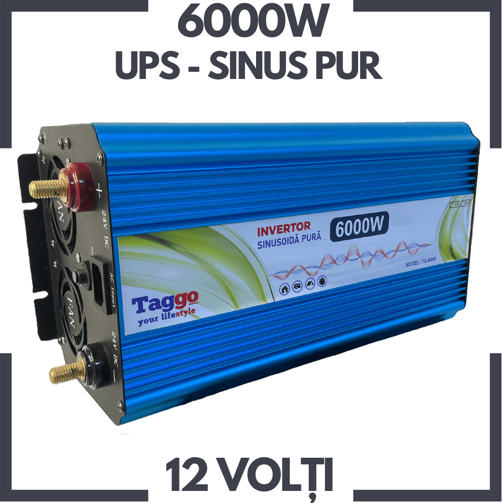 Invertor 2 in 1 SINUS PUR 6000W 12V - 220V cu Functie UPS de incarcare acumulatori
