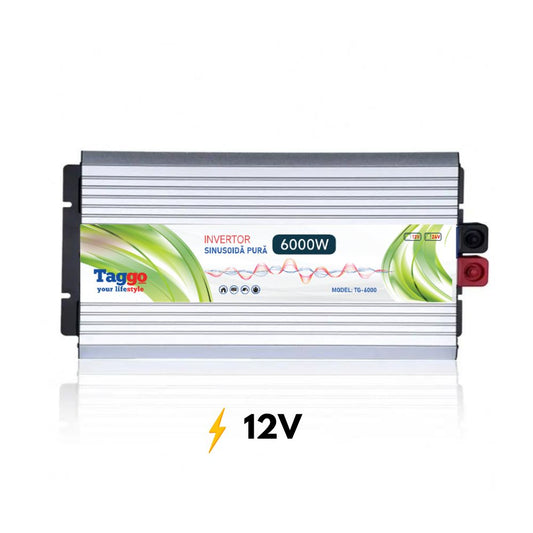 Invertor 6000W 12V – 220 V auto si panouri solare SINUS PUR, unda pura rulota, casa, cabana