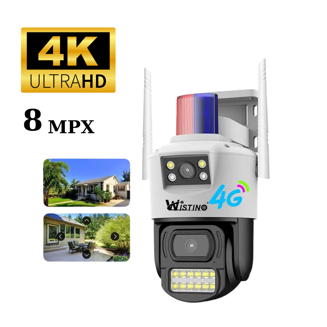 Camera de supraveghere 4G Cartela SIM 4K, 8MP, 2 lentile, Control din aplicatie, Urmarire automata, Rezistenta la apa IP66 - Taggo.ro