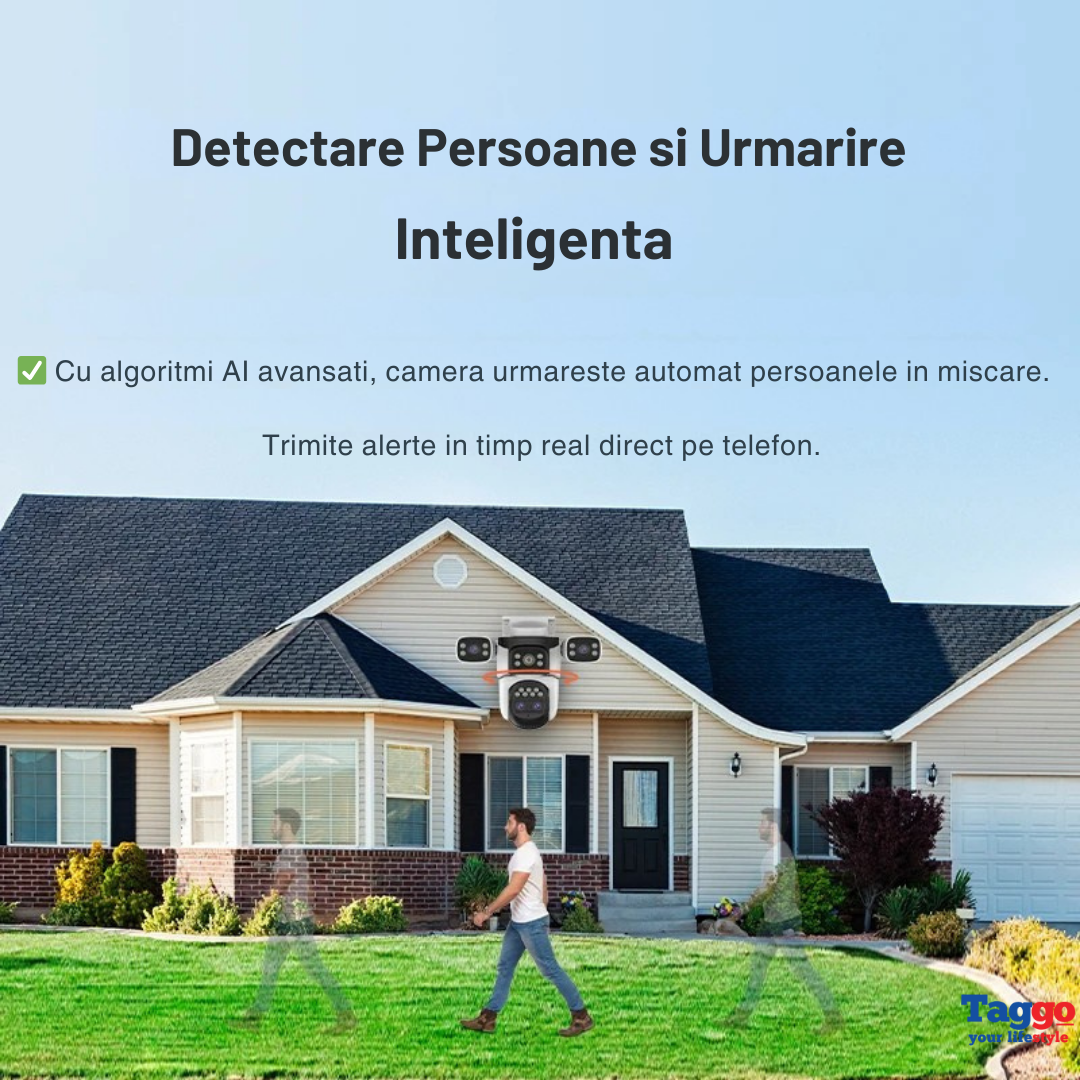 Camera Supraveghere WiFi 16MP – Zoom 10X, Vedere Nocturna Color, Audio Bidirectional, Detectie Miscare si Urmarire Automata