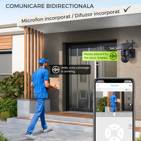 Camera de Supraveghere Black 5mp cu Incarcare Solara WiFi, Rain Charging, Rotire Din Aplicatie, Rezistenta La Apa IP 66