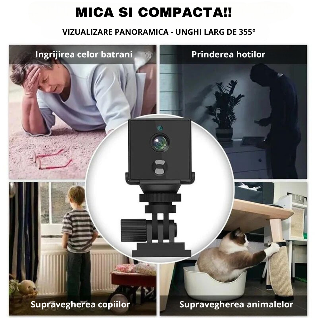 Mini Camera de Supraveghere 4G 4K, Acumulatori inclusi, Detectie forma umana, Control din aplicatie