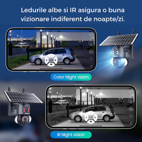 Camera Supraveghere WIFI 4K Ultra HD, Dual Camera 4MP+4MP, 10X ZOOM, Incarcare Solara, Rotire Din Aplicatie, Rezistenta La Apa IP 66