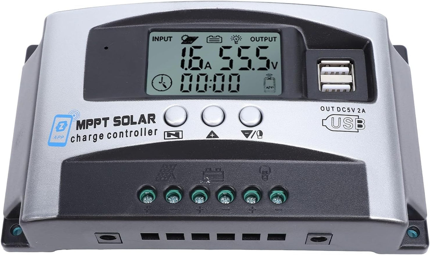 Controler de Încărcare Solară MPPT 12V-60V, Regulator 150VDC cu Ecran LED pentru Baterii Lifepo4, Litiu și Plumb-Acid, 40A cu WIFI
