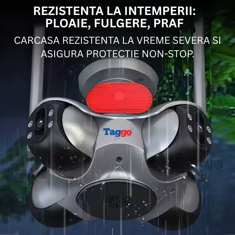 Camera de Supraveghere WiFi 8K, Control din Aplicatie, Detectia Miscarilor, Alarma Sonora, 4 Lentile PTZ, IP66, Comunicare Bidirectionala