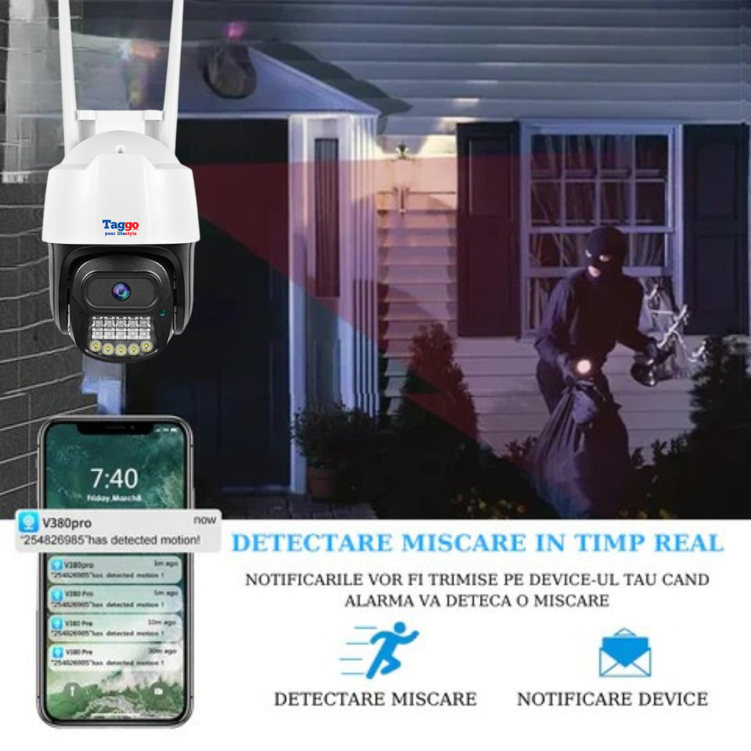 Camera Supraveghere 4G V380 6MP – Rotire 360°, Detectie Umana, Audio Bidirectional, Control din Aplicatie