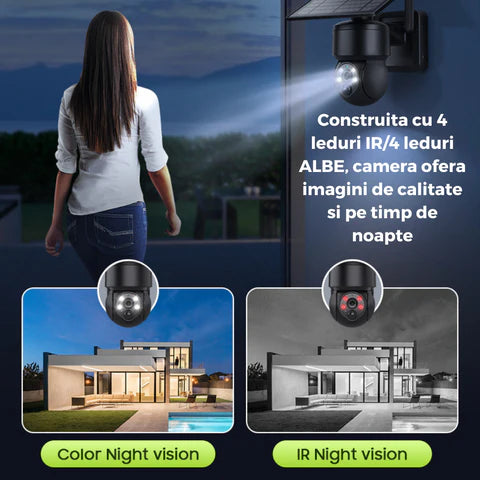 Camera de Supraveghere Black 5mp cu Incarcare Solara WiFi, Rain Charging, Rotire Din Aplicatie, Rezistenta La Apa IP 66