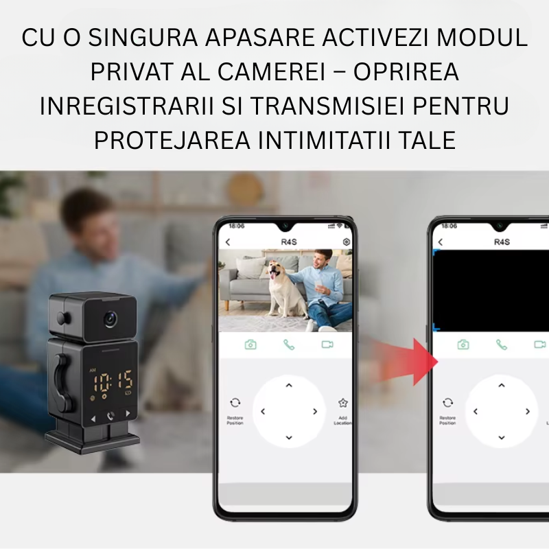 Camera de Securitate cu Ceas de Perete – WiFi, Tuya Smart, Detectie Miscare, Alarma, Vedere Nocturna Color, Apel cu o Atingere