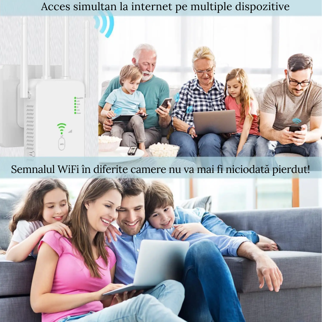 Amplificator WiFi 300 Mbps, Retea 2.4G, White – Semnal Puternic, acoperire extinsa si conexiune stabila