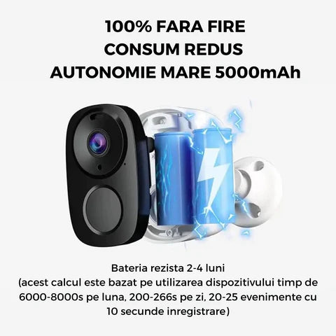 Camera de supraveghere 4G Cartela SIM 2K, 4MP, Baterie incorporata, Control din aplicatie,Rezistenta la apa IP66