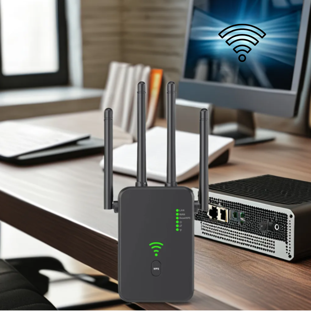 Amplificator WiFi 300 Mbps, Retea 2.4G, Black – Semnal Puternic, acoperire extinsa si conexiune stabila