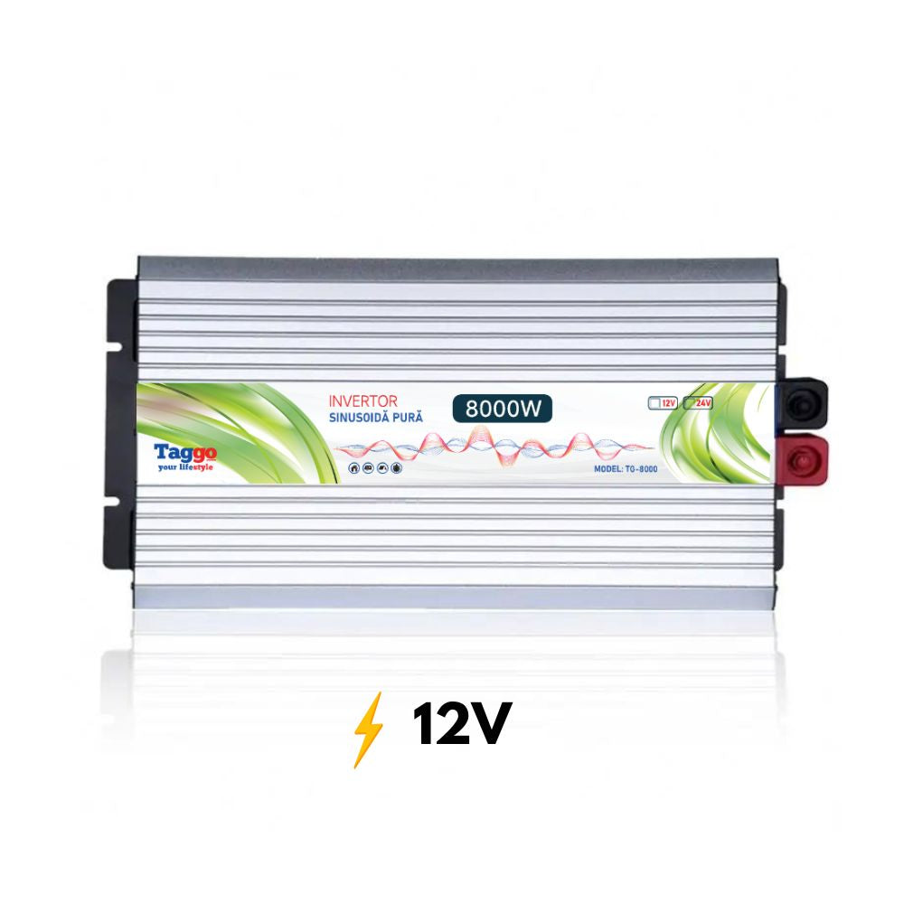 Invertor 8000W 12V – 220 V auto si panouri solare SINUS PUR, unda pura rulota, casa, cabana