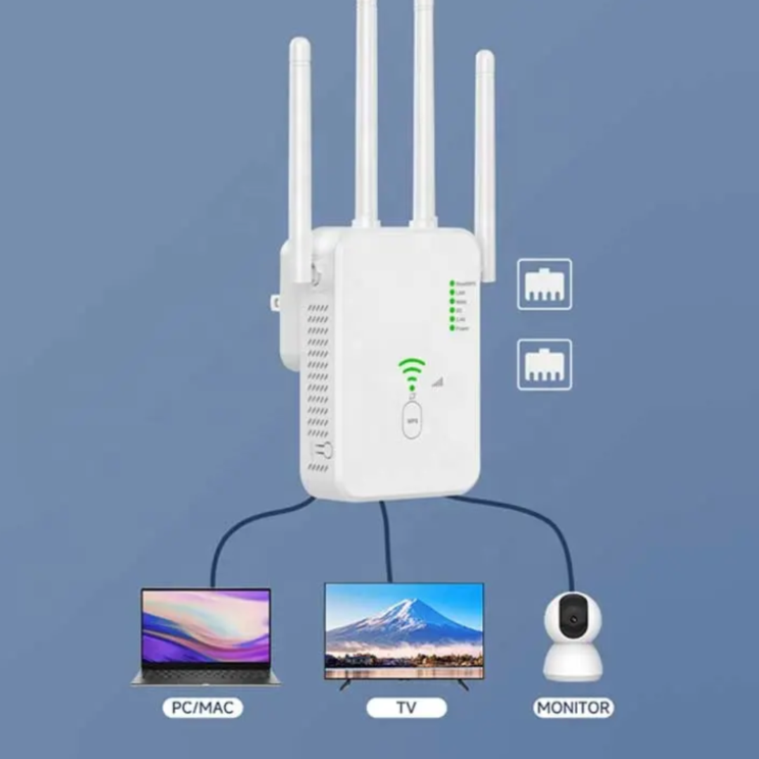 Amplificator WiFi 1200 Mbps, Retea 2.4G/5 G, Extindere puternica a Retelei, imbunatatirea conexiunii si performanta superioara cu acoperire maxima