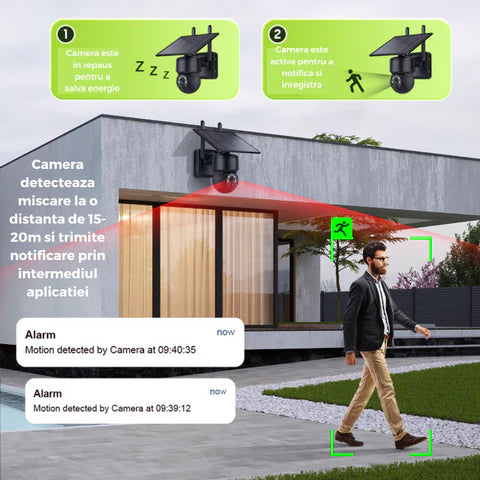 Camera de Supraveghere Black 5mp cu Incarcare Solara WiFi, Rain Charging, Rotire Din Aplicatie, Rezistenta La Apa IP 66